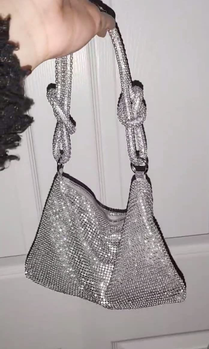 Silver Purse Rhinestone Purse Silver Clutch Sparkly Purse Silver Bag 10.2"×0.4"×6.69"(Silver) | Amazon (US)