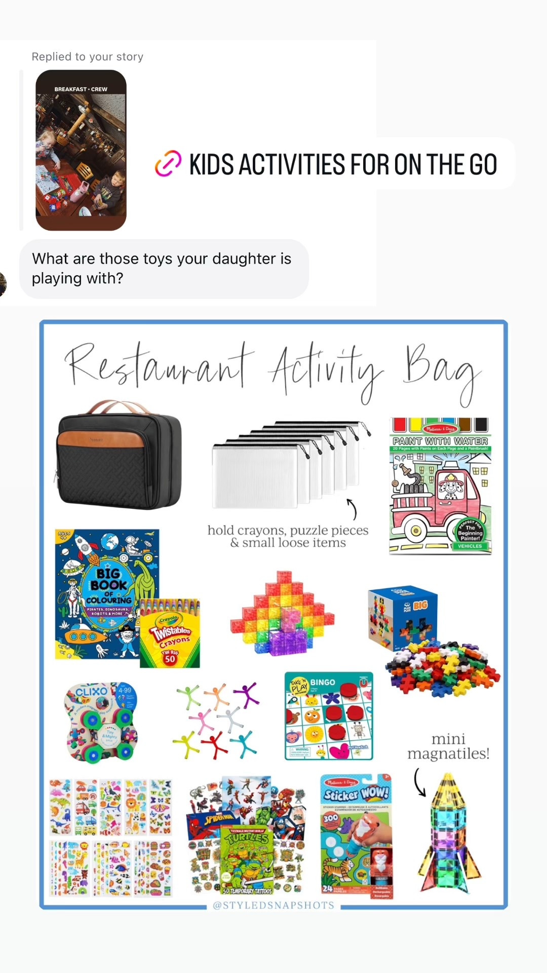Kids Restaurant activity bag

Kids travel activities 

#LTKKids #LTKFindsUnder50 #LTKTravel