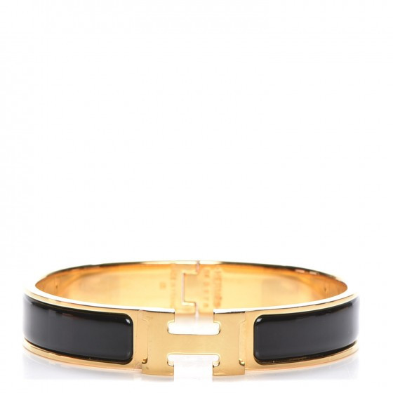 Hermes Clic Clac H Bracelet Goldtone PM in Black | StockX