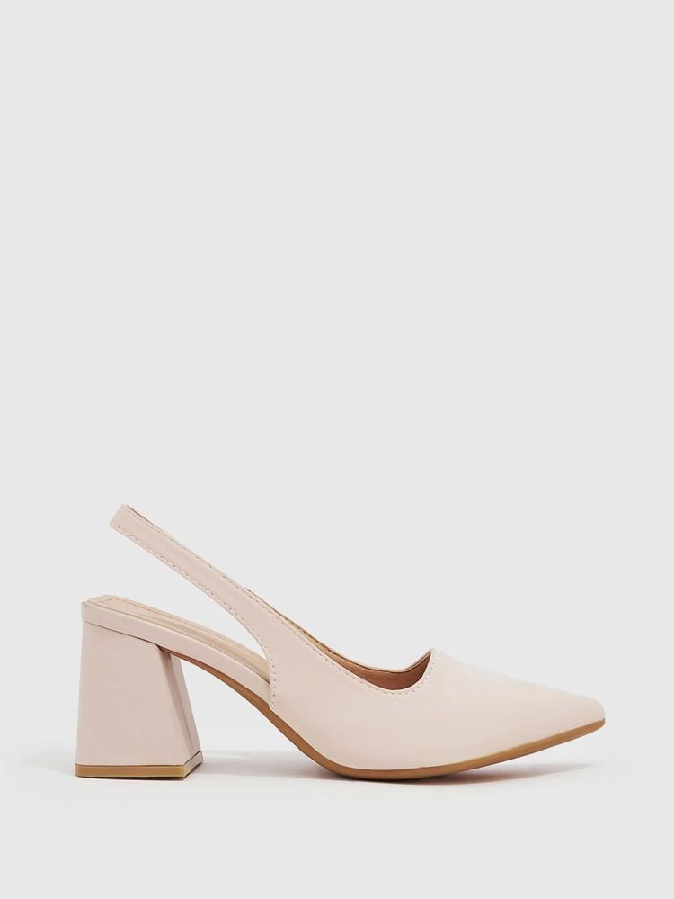 CUCCOO Trending Point Toe Satin Slingback Pumps | SHEIN