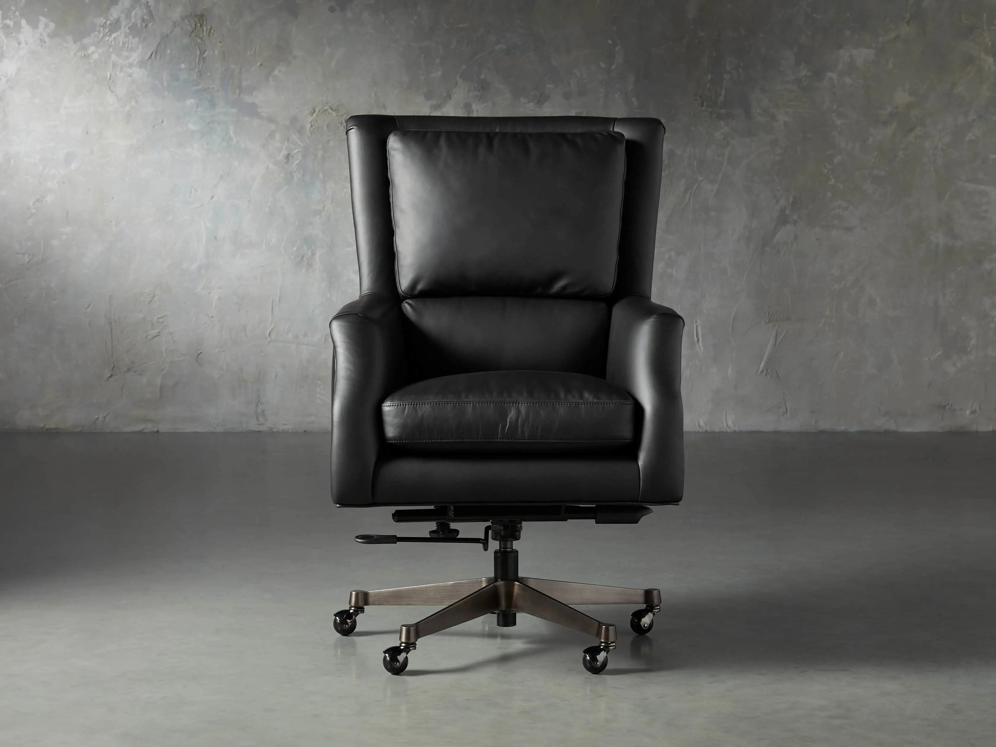 Alex Leather Desk Chair in Black | Arhaus