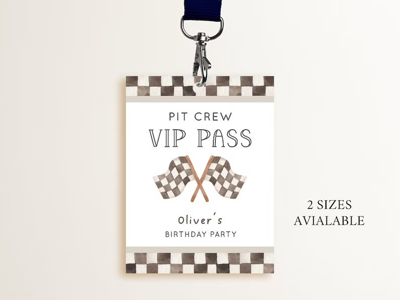 Racing Pit Crew Pass, Editable Template, Racing Car Birthday Party Tag Decor, Printable VIP Crew ... | Etsy (UK)