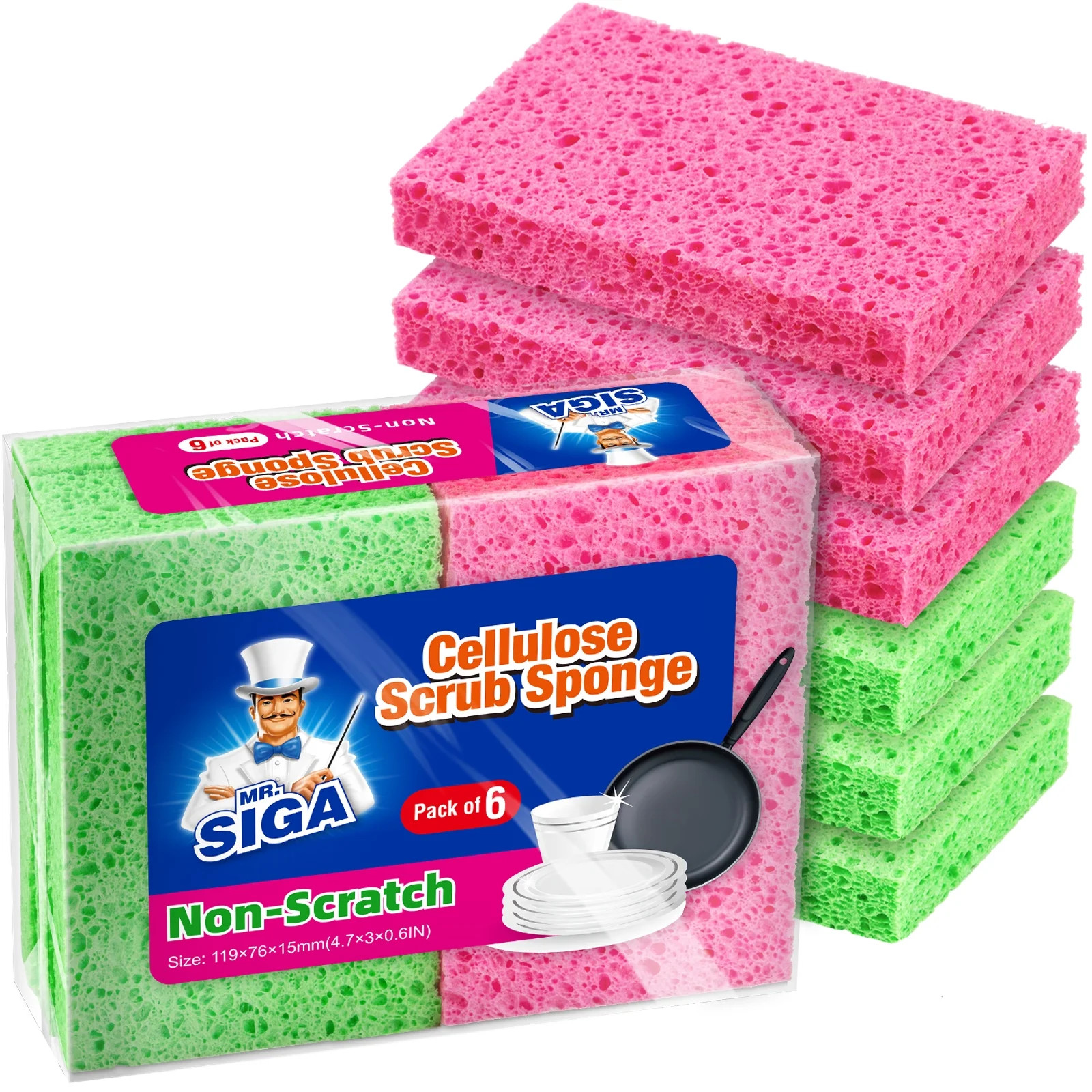 MR.Siga Scrub Sponges, Non-Scratch Sponges for Dishes, Kitchen Sponge Dish Scrubber, 12 Pack | Walmart (US)