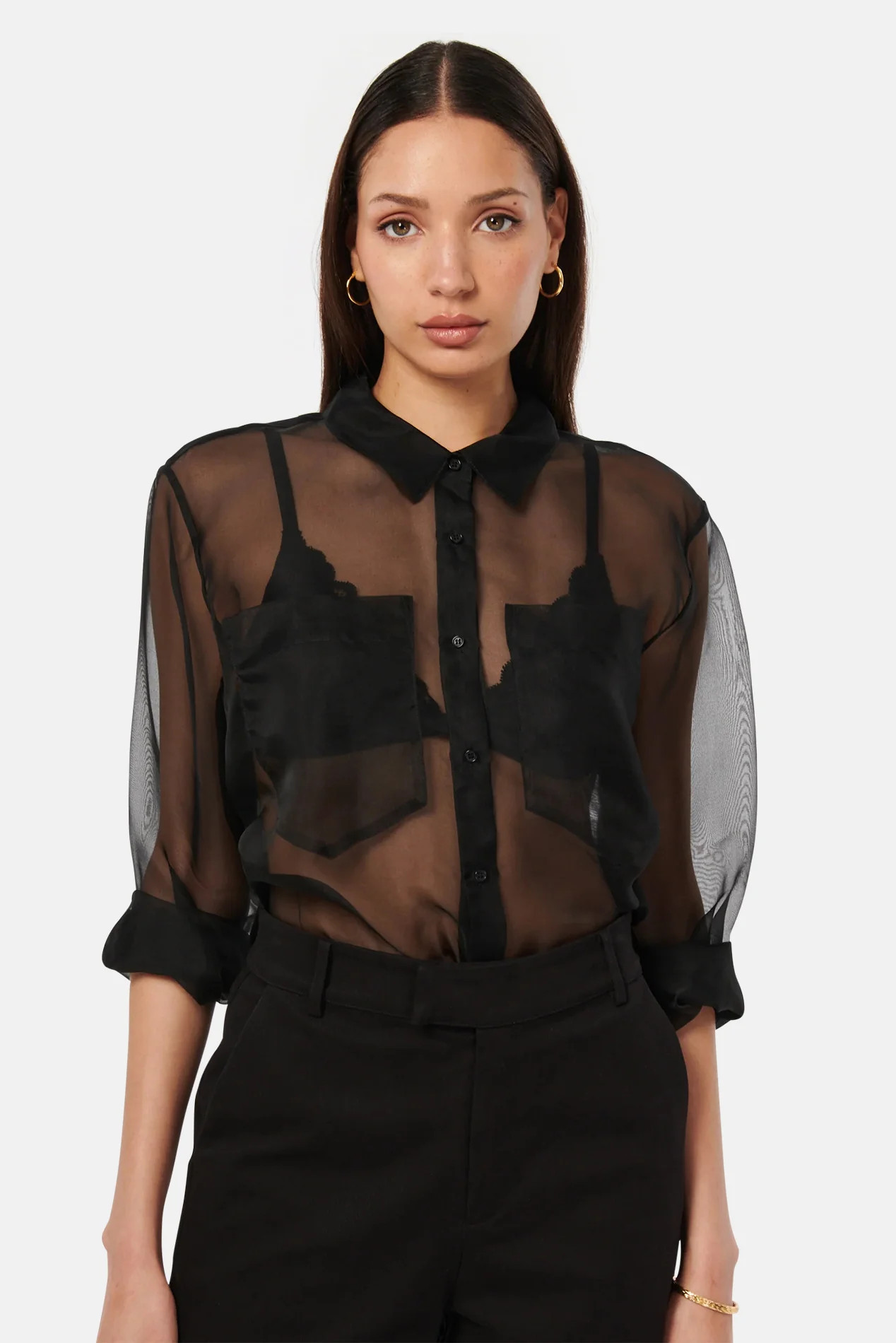Samson Sheer Top Black | Blue & Cream
