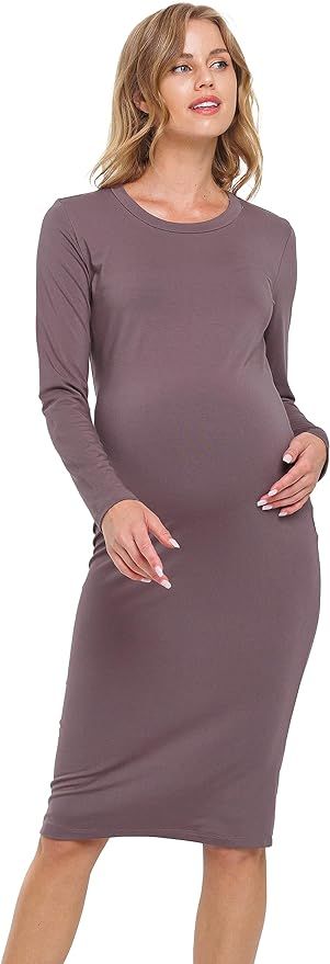 Womens Long Sleeve Round Neck Bodycon Maternity Dress | Amazon (US)