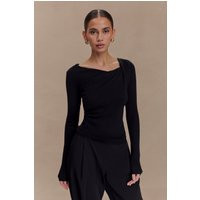 Culver Draped Twist Knit Top - Black I MESHKI I Size XS | MESHKI US