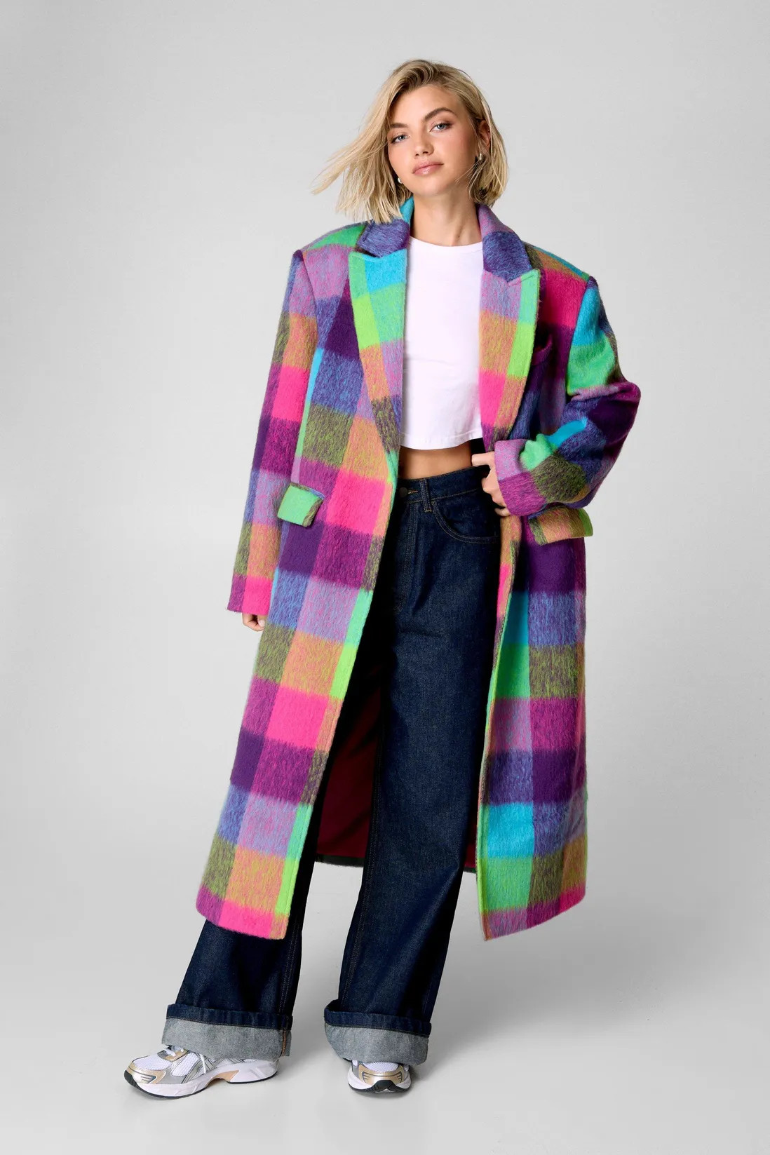 Multi Check Single Breasted Tailored Coat | Nasty Gal US