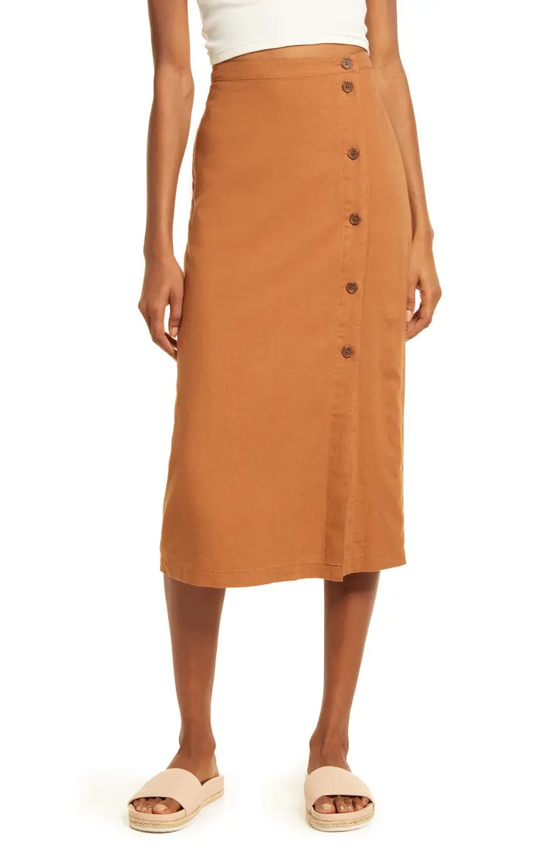 Linen Blend Midi Skirt | Nordstrom