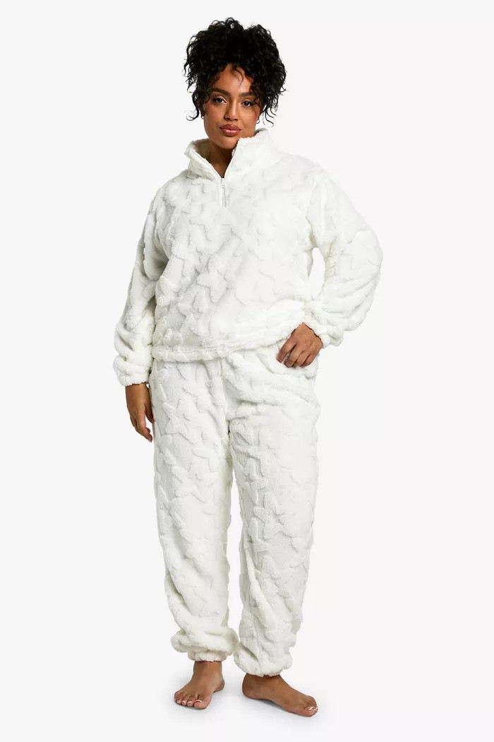 Plus Star Embossed Zip Through And Sweatpant Set | boohoo (US & Canada)