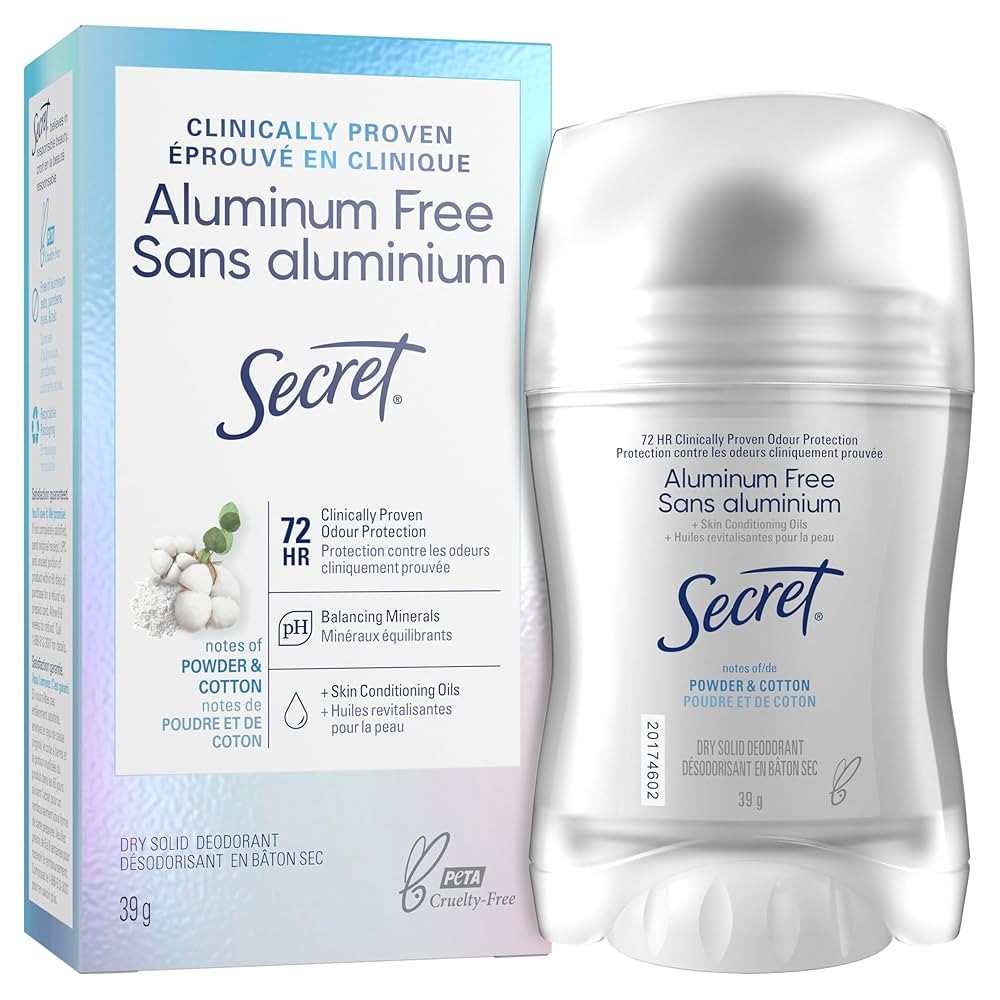 Secret Clinically Proven Aluminum Free Deodorant for Women Powder Cotton 39g | Amazon (CA)