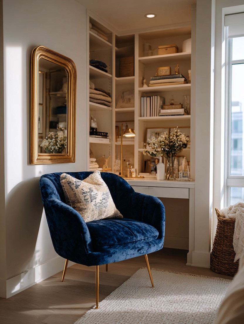 Neutral homes don’t have to stay neutral.

Sometimes, all it takes is one bold piece.

A deep navy velvet chair instantly transforms a soft ivory or beige space—
adding depth, contrast, and that quiet statement.

And when paired with subtle gold accents?
It feels intentional. Elevated. Complete.

Create a small corner like this—
in your living room, bedroom, or even a dressing space—
and suddenly, the entire room feels designed.

✨ Shop our edit of navy velvet chairs with modern gold accents to create this look effortlessly.

Because the right chair…
is never just a chair.

#homedecor #accentchair #interiordesign #modernhome 

 #LTKHome