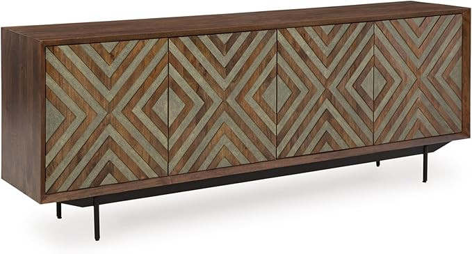 Signature Design by Ashley Dreggan Accent Cabinet, 76" W x 16" D x 30" H, Dark Brown & Gray | Amazon (US)