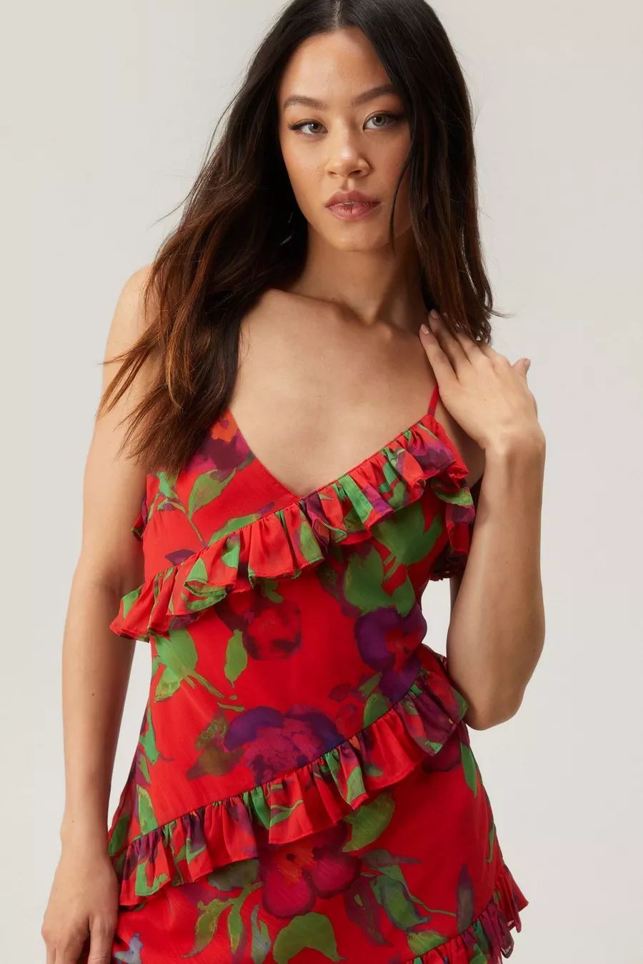 Floral Ruffle Tiered Chiffon Maxi Dress | Nasty Gal US