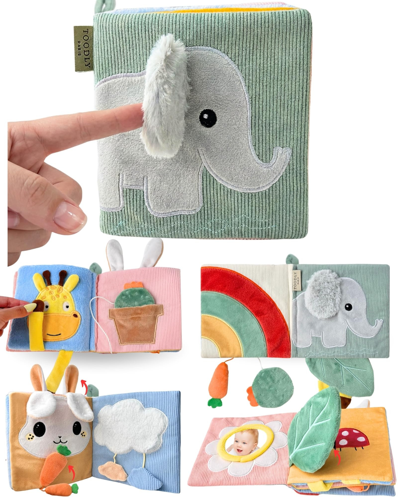 Cute Soft Baby Book with Mirror, Activities, Touch and Feel & Crinkle Pages - Interactive Sensory... | Amazon (US)