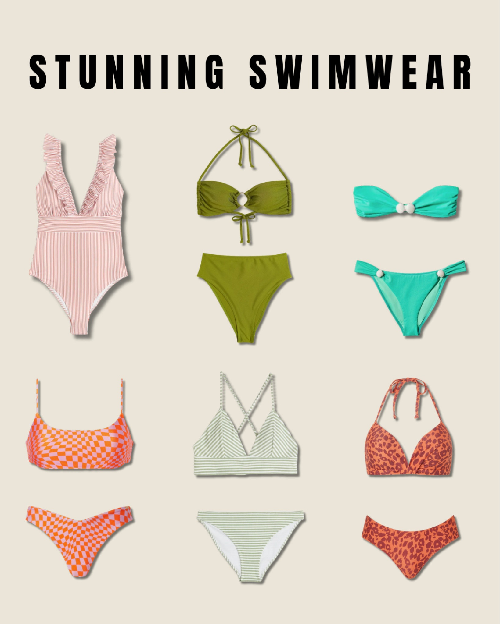 Stunning swimwear 👙

Beach outfit inspiration, deep bikini top with check pattern, Brazilian bikini briefs, mango, shell bikini bottom, bandeau k bikini top with shells, green bikini, panther print bikini, bikini shorts, H&M, panther print swimsuit, Netherlands. 

#LTKswim #LTKeurope #LTKstyletip