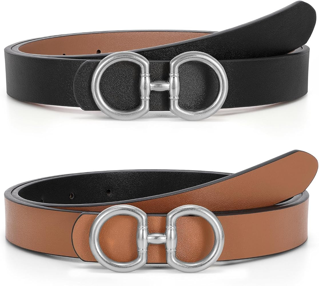 TRIWORKS Women Reversible Leather Belt for Jeans Pants Fashion Ladies Belt with Gold Buckle | Amazon (US)