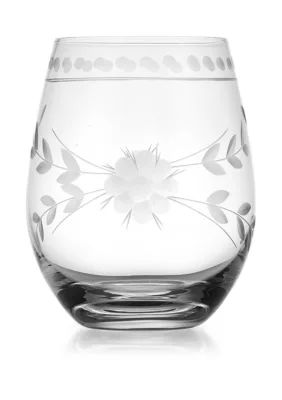 Biltmore® Spring Fleur Set of 4 Etched Stemless Wine Glasses | Belk