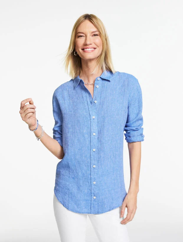 Linen Everyday Relaxed Shirt - Cross Dye | Talbots