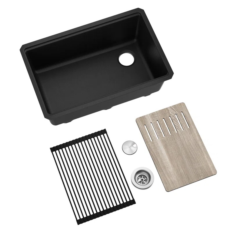 30 in. KRAUS Bellucci Workstation Undermount Granite Composite Single Bowl Kitchen Sink with Acce... | Wayfair North America