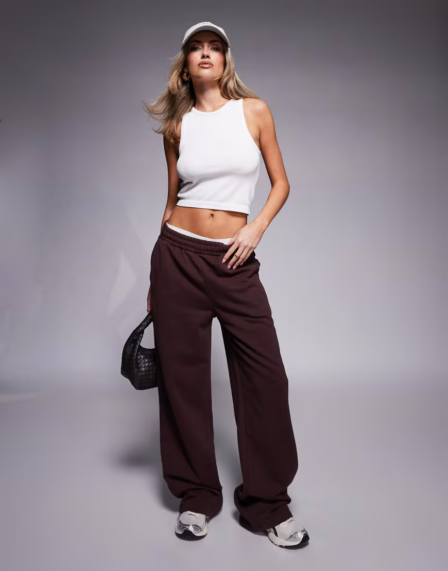 4505 quick dry heavyweight wide leg training sweatpants in washed brown | ASOS (Global)