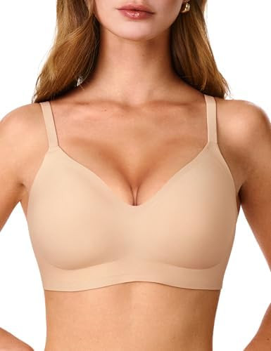Jelly Bras for Women, No Underwire Full Coverage V Plunge Bra Wireless Seamless Comfort Bralette ... | Amazon (US)