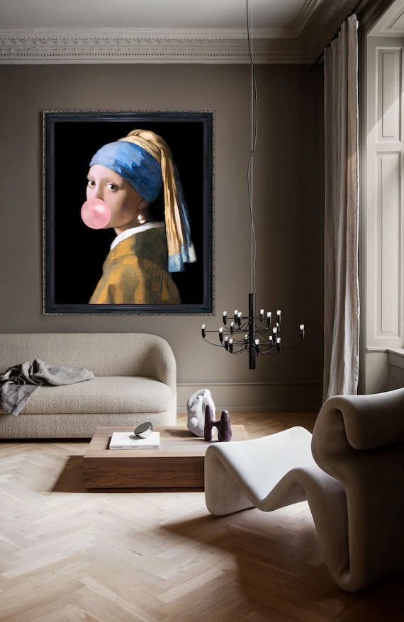 Bubblegum Famous Girl With a Pearl Earring Print,Bubble Gum Wall Decor,Printable Art,Eclectic Wal... | Etsy (US)