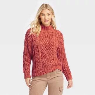 Women's Turtleneck Cable Knit Pullover Sweater - Universal Thread™ | Target