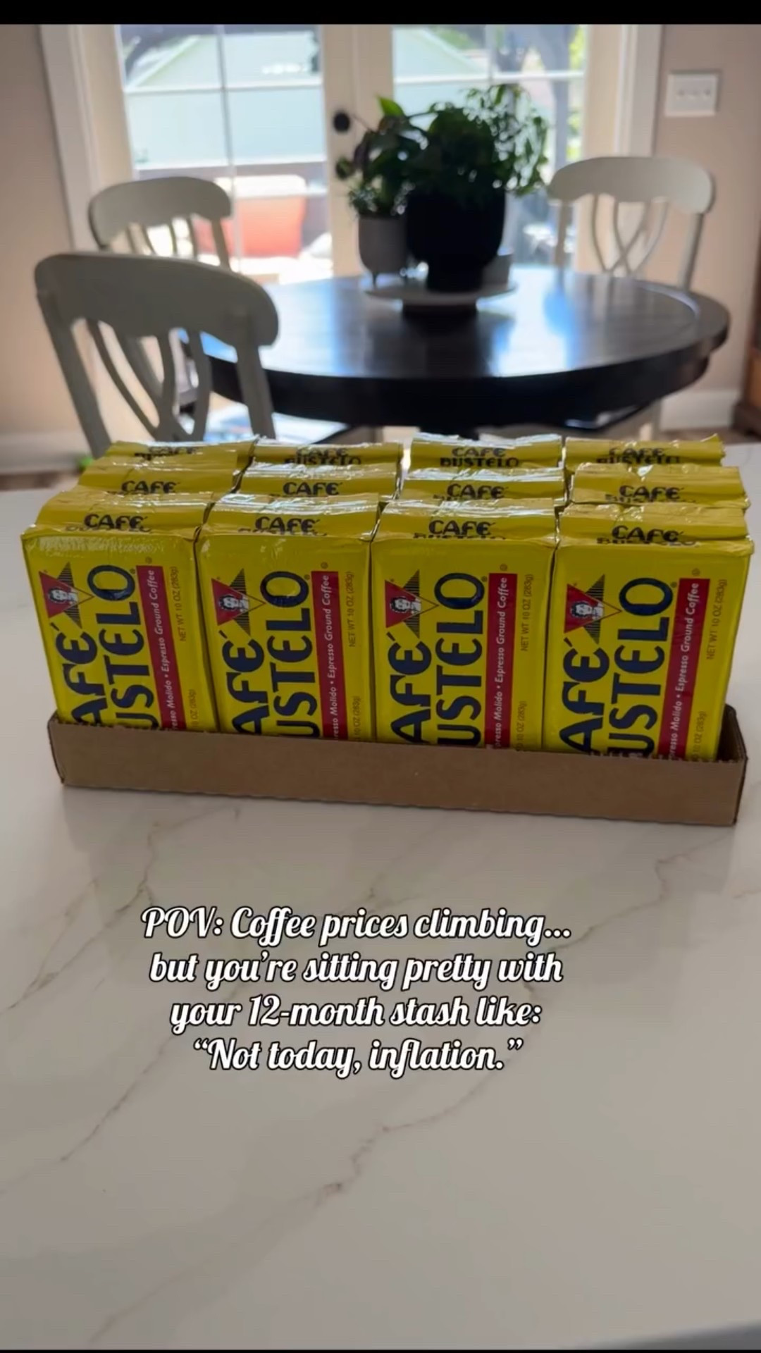 POV: Coffee prices climbing… but you’re sitting pretty with your 12-month stash like: “Not today, inflation.”

#coffee #coffeelover #bustelo #cubancoffee

#LTKHome