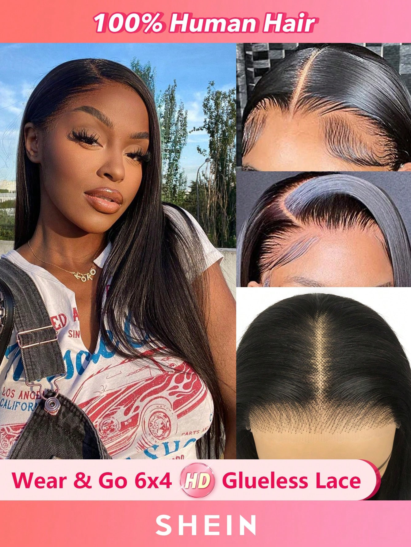 Glueless Hd Lace Front Straight 6 X 4 30 Inch 180% Extra Long Lace Closure Wigs Natural Color Pre... | SHEIN