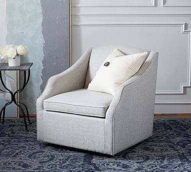 SoMa Emma Upholstered Swivel Armchair | Pottery Barn (US)