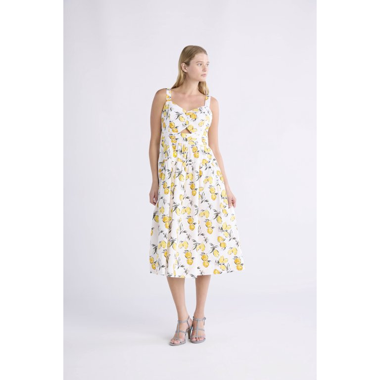 Free Assembly Women's Ruched Cutout Cotton Midi Dress, XS-XXL | Walmart (US)