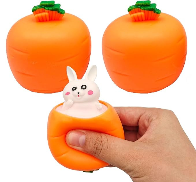 3 PCS Set Squeeze Toys Squishes Carrot Rabbit Fidget Toys Pop Up Squishy Rabbit in Carrot Stress ... | Amazon (US)