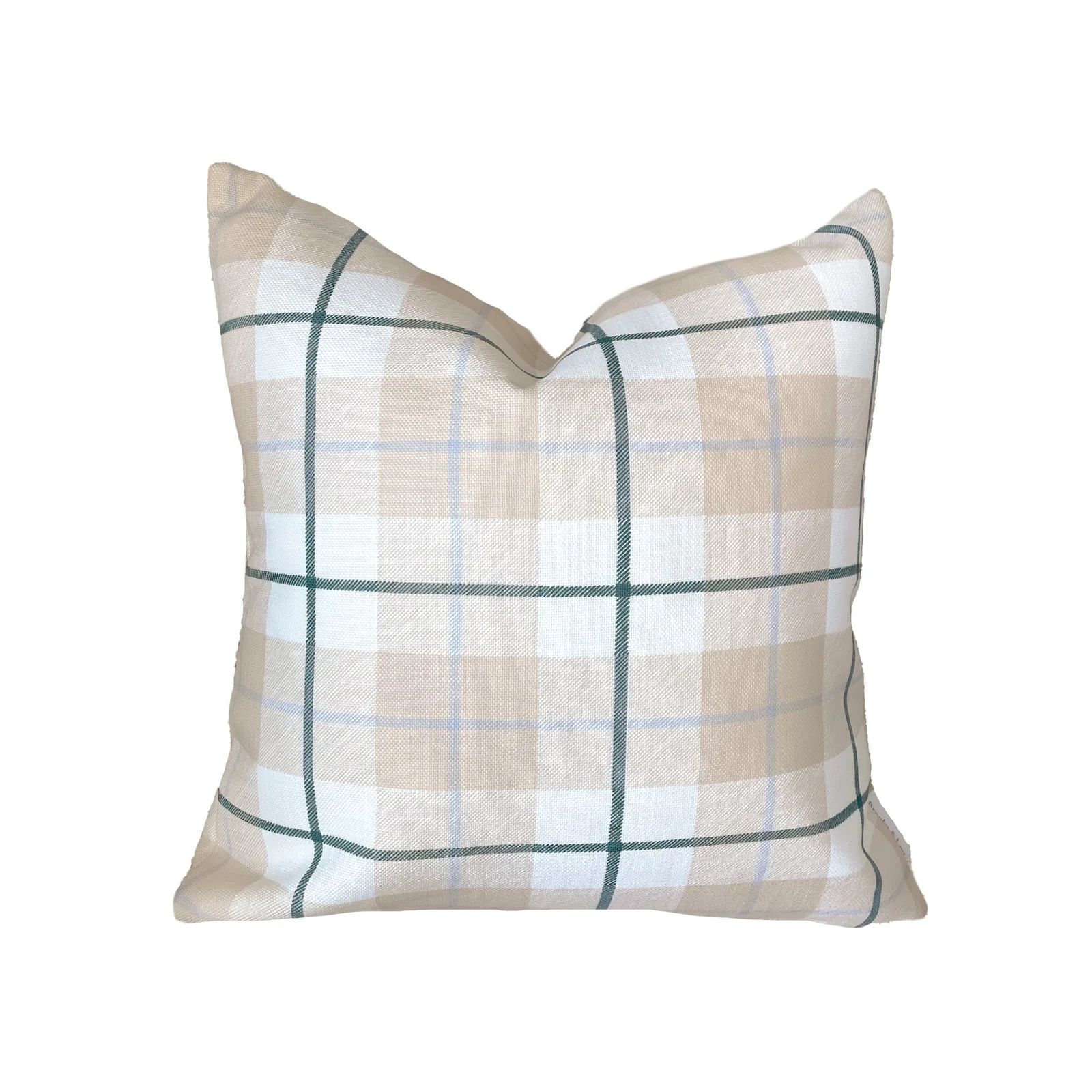 Camden Plaid Pillow in Natural & Navy | Brooke and Lou