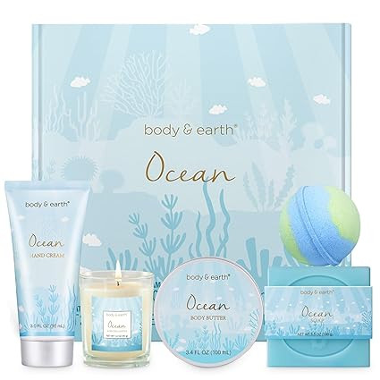 Gifts for Women, Bath and Body Womens Gift Sets with 5 Pcs Ocean Scented Spa Gifts for Women Bath... | Amazon (US)