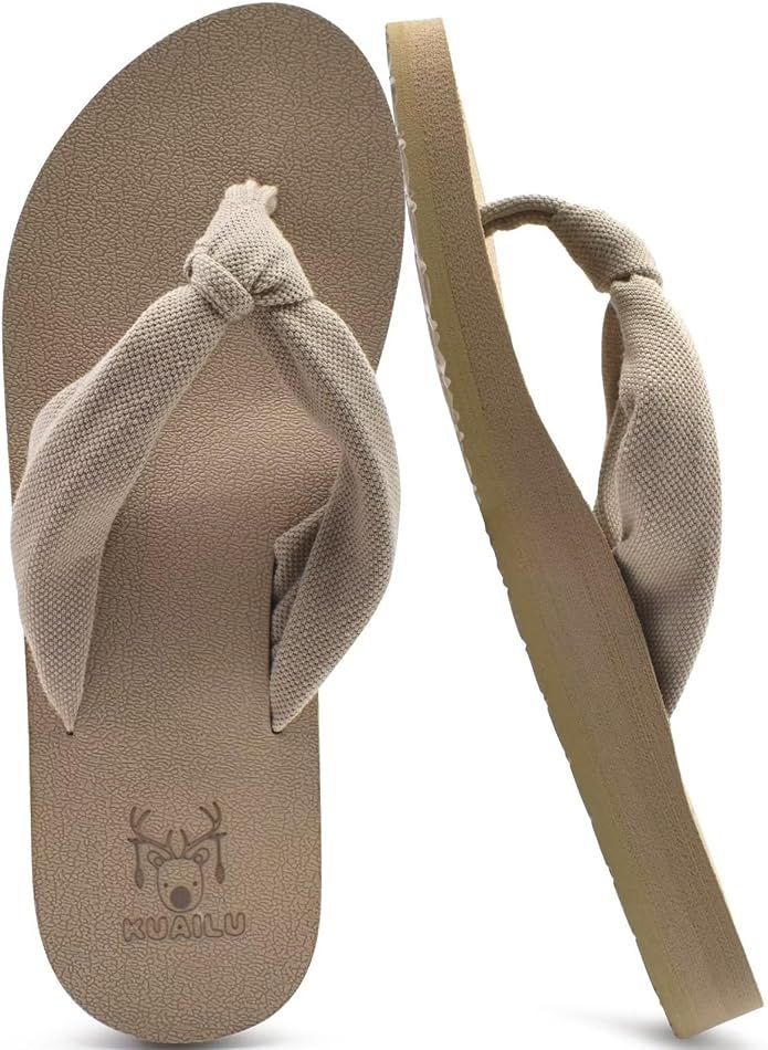 KuaiLu Women's Yoga Foam Flip Flops with Arch Support Thong Sandals Non-Slip | Amazon (US)
