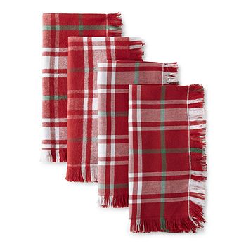 North Pole Trading Good Tidings 4-pc. Red Plaid Napkins | JCPenney