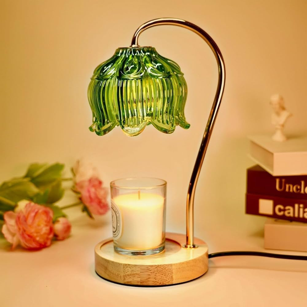 Candle Warmer Lamp, Flower Candle Warmer with Timer & 4Bulbs, Dimmable Electric Wax Melts Warmer ... | Amazon (US)