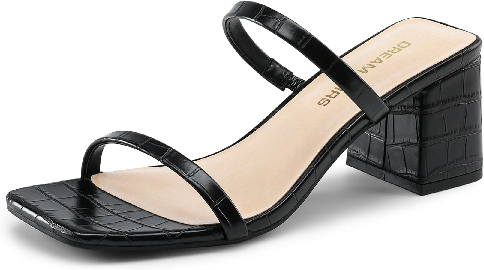 DREAM PAIRS Sandal Heels for Women Low Square Open Toe Block Chunky Heels Slip On Slides Mules fo... | Amazon (US)