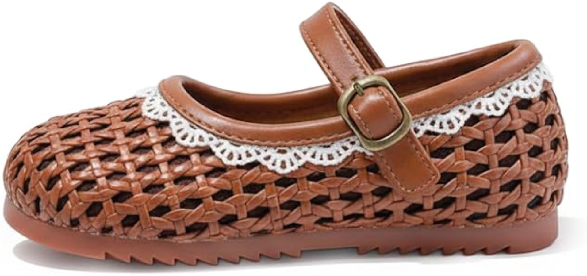 Woven Flats Kids Girls Toddler Mary Jane Dress Shoes Lace Trim Metallic Flower Girl Cute Kawaii P... | Amazon (US)