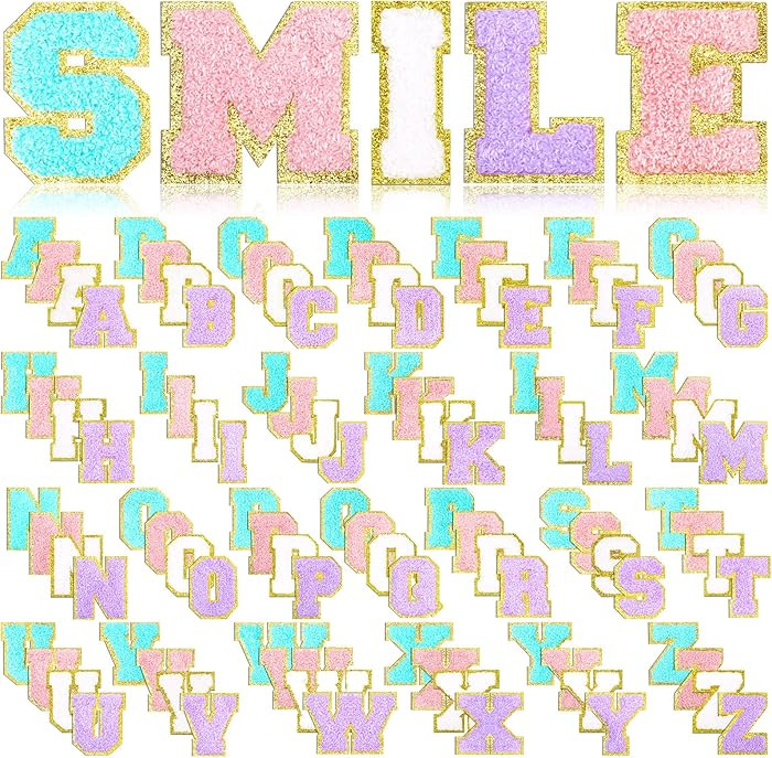 Jutom 104 Pcs Self Adhesive Chenille Iron on Letter Patches Letter Chenille Stick on Embroidered ... | Amazon (US)