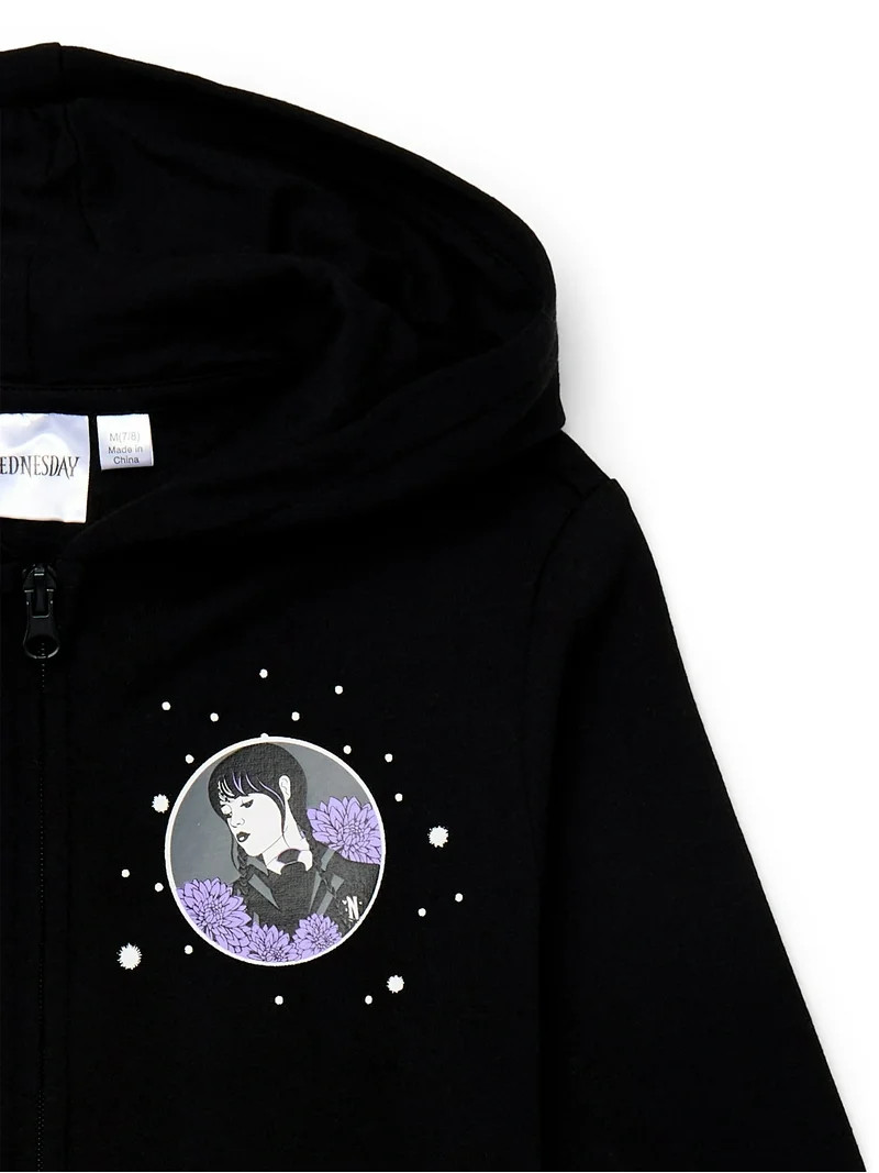 Wednesday Addams Girls Halloween Graphic Fleece Hoodie Sweatshirt, Sizes 4-16 | Walmart (US)