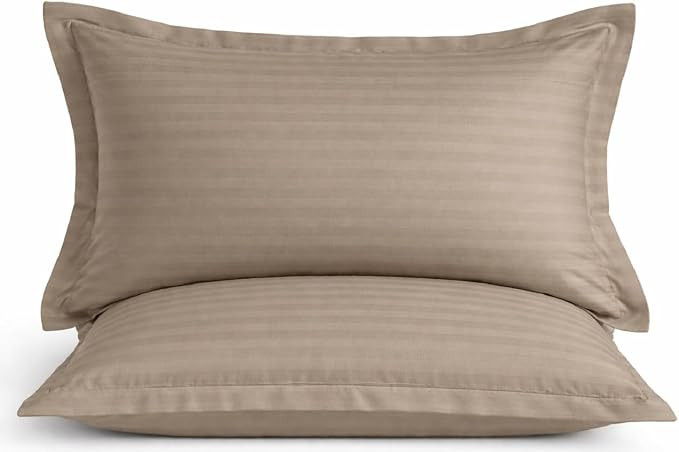 500 Thread Count, Egyptian Cotton Pillow Shams Soft and Breathable Pack of 2 Stripe Pattern, King... | Amazon (US)