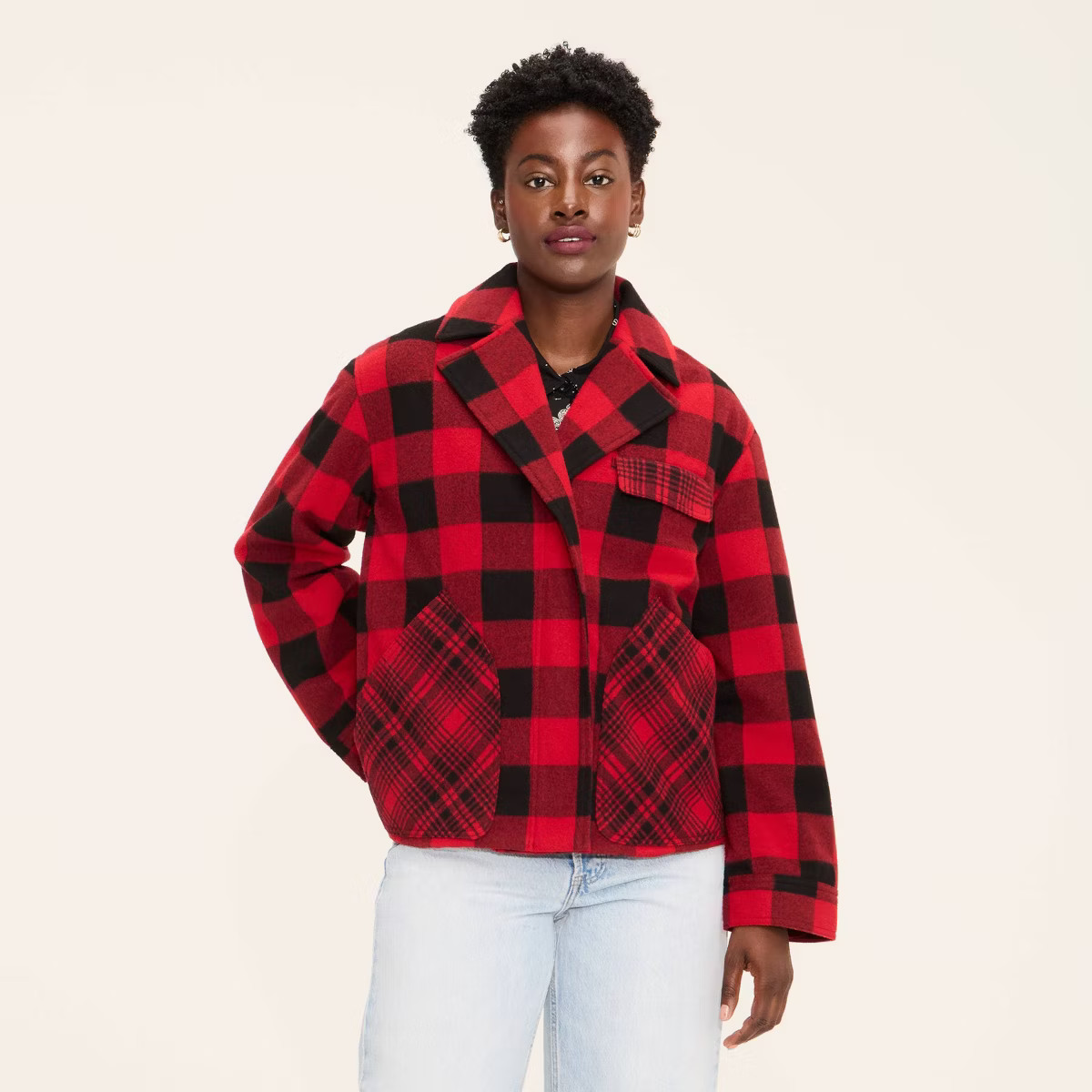 Women's Buffalo Check Melton Jacket - Woolrich x Target Red/Black M | Target