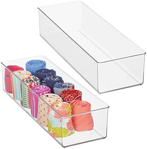 mDesign Plastic Drawer Organizer Box, Long Storage Organizer Bin Container; For Closets, Bedrooms... | Amazon (US)