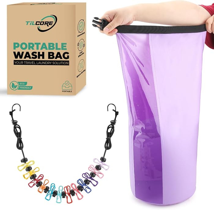 Travel Washing Machine & Retractable Clothesline - Hand Washing Machine & Portable Clothes Washer... | Amazon (US)