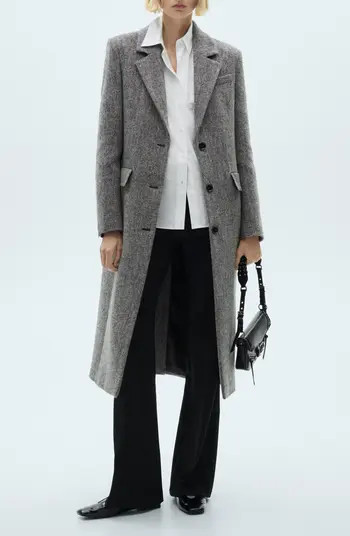 MANGO Tweed Longline Coat | Nordstrom | Nordstrom