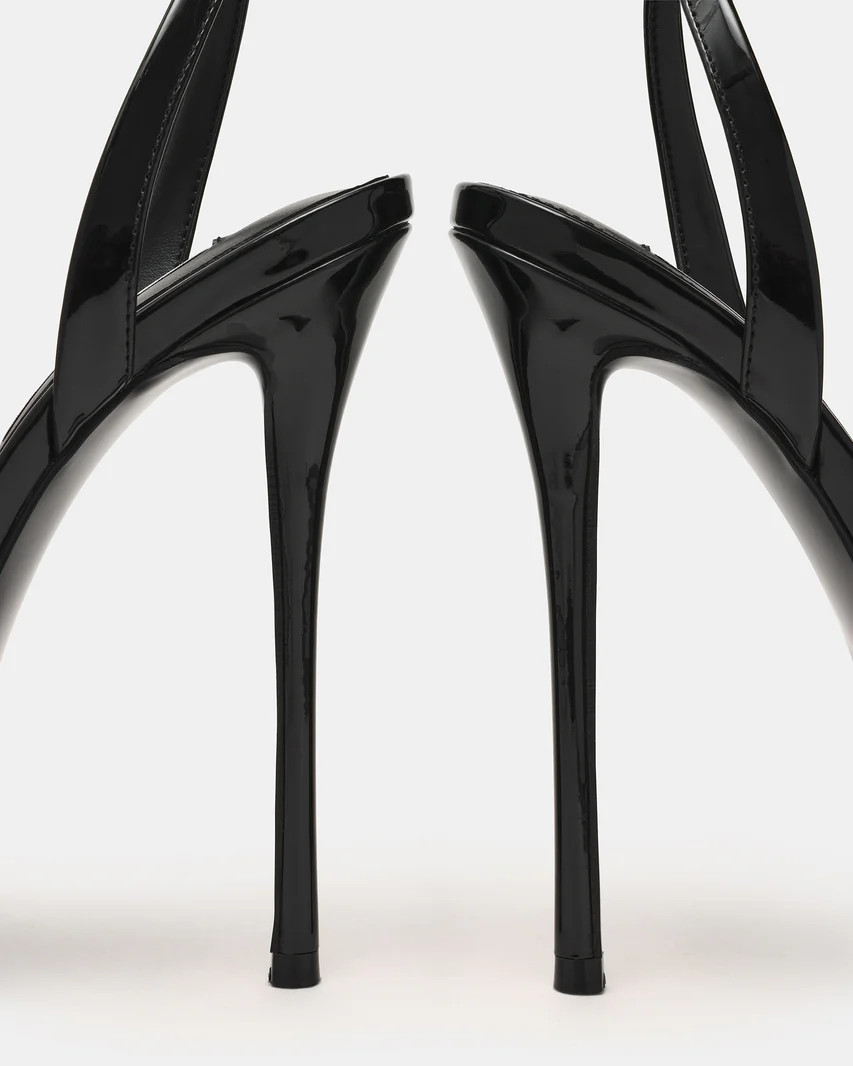 JEZZICA Black Patent Platform Stiletto Ankle Strap Women's Heel | Steve Madden (US)