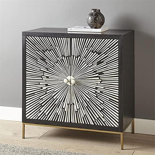 Steve Silver Amika Black and Ivory 2-Door Sunburst Wood Accent Cabinet | Amazon (US)