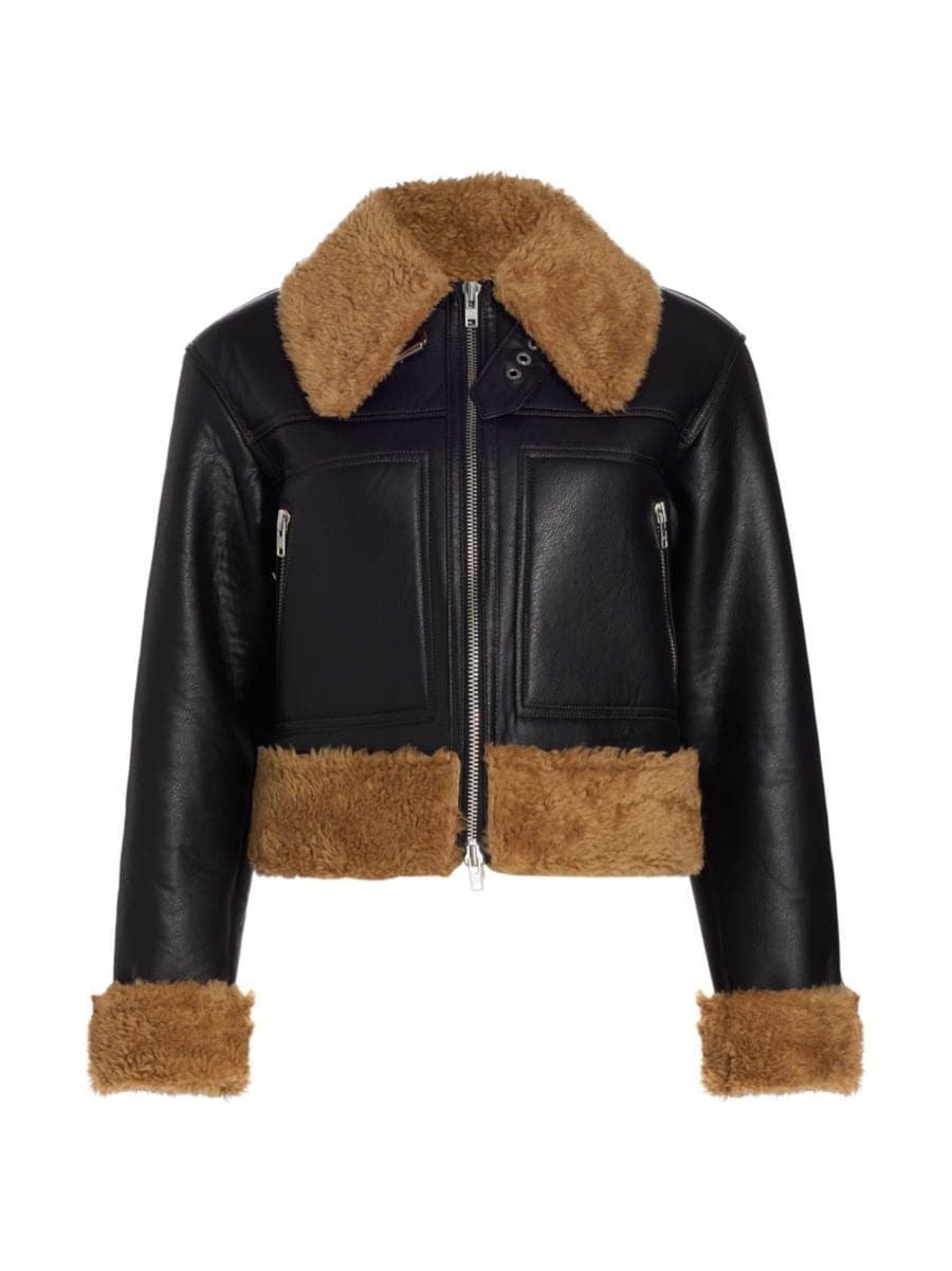 A.L.C. Aspen Vegan Leather Sherpa-Trim Jacket | Saks Fifth Avenue