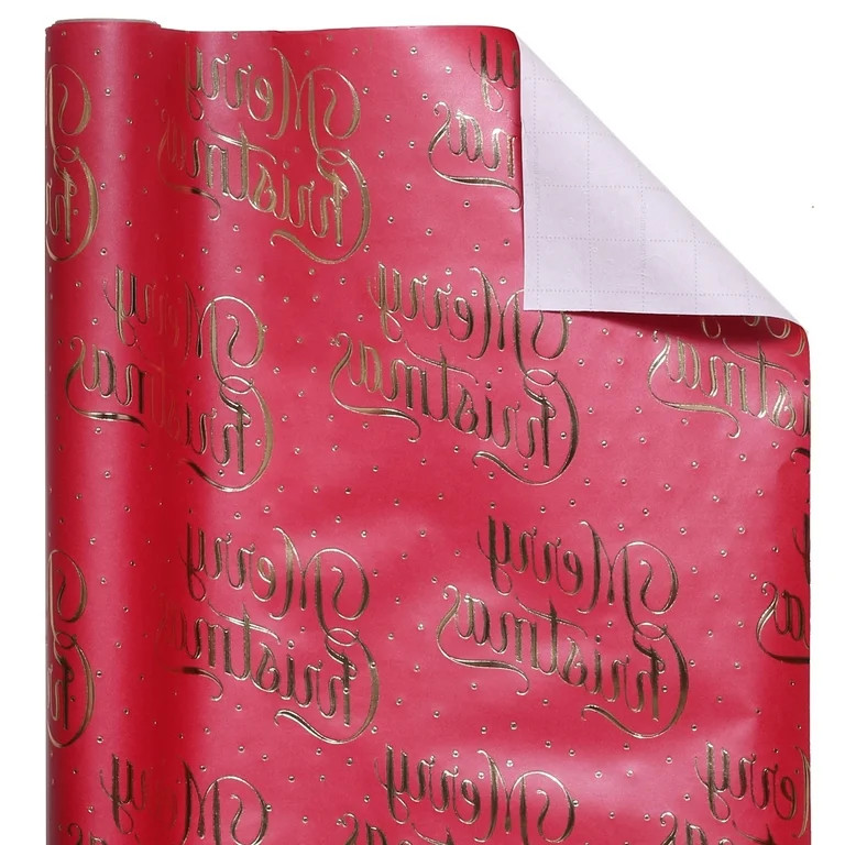Red and Gold Metallic Merry Christmas Wrapping Paper, 25 Square feet Single Roll, by My Texas Hou... | Walmart (US)